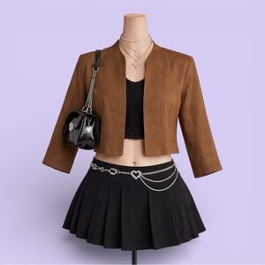 Foley’s Vintage Brown 100% Linen Beaded Jacket M 90s Cottagecore Boho Cropped